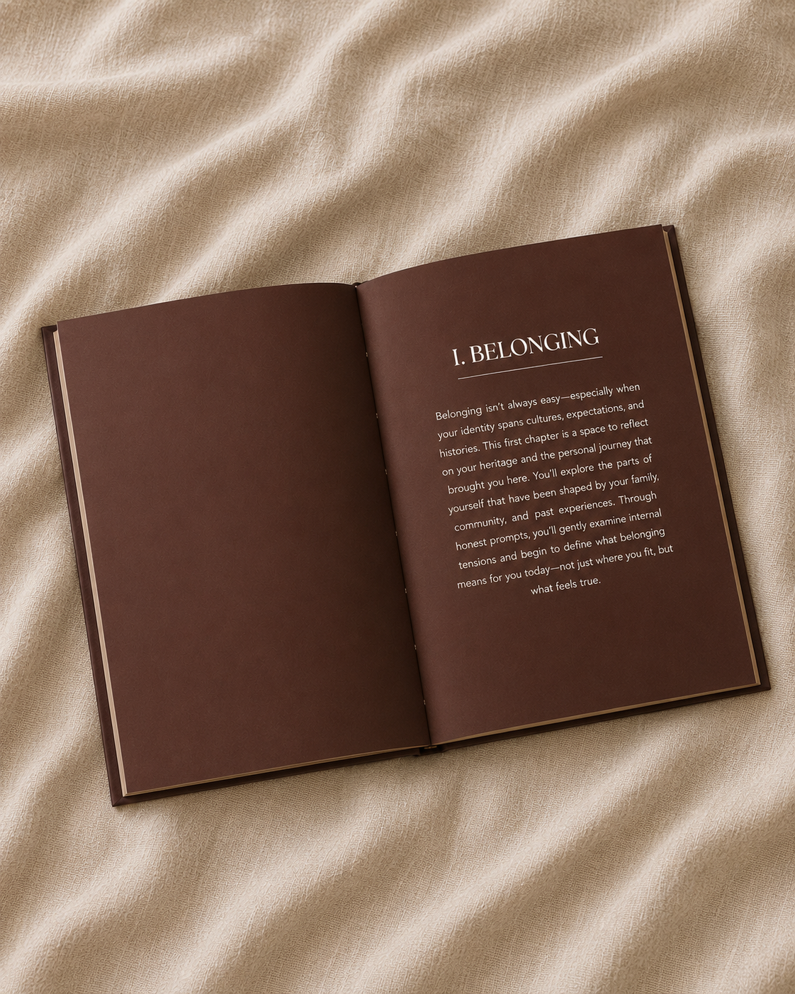 The Honest Hour Journal open to chapter I, Belonging